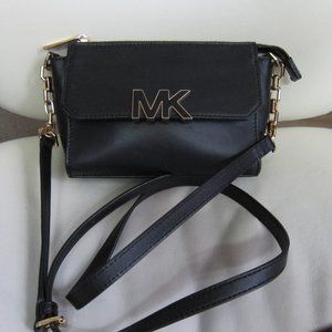 Michael Kors Florence Leather Mini Messenger Crossbody Handbag Bag Black